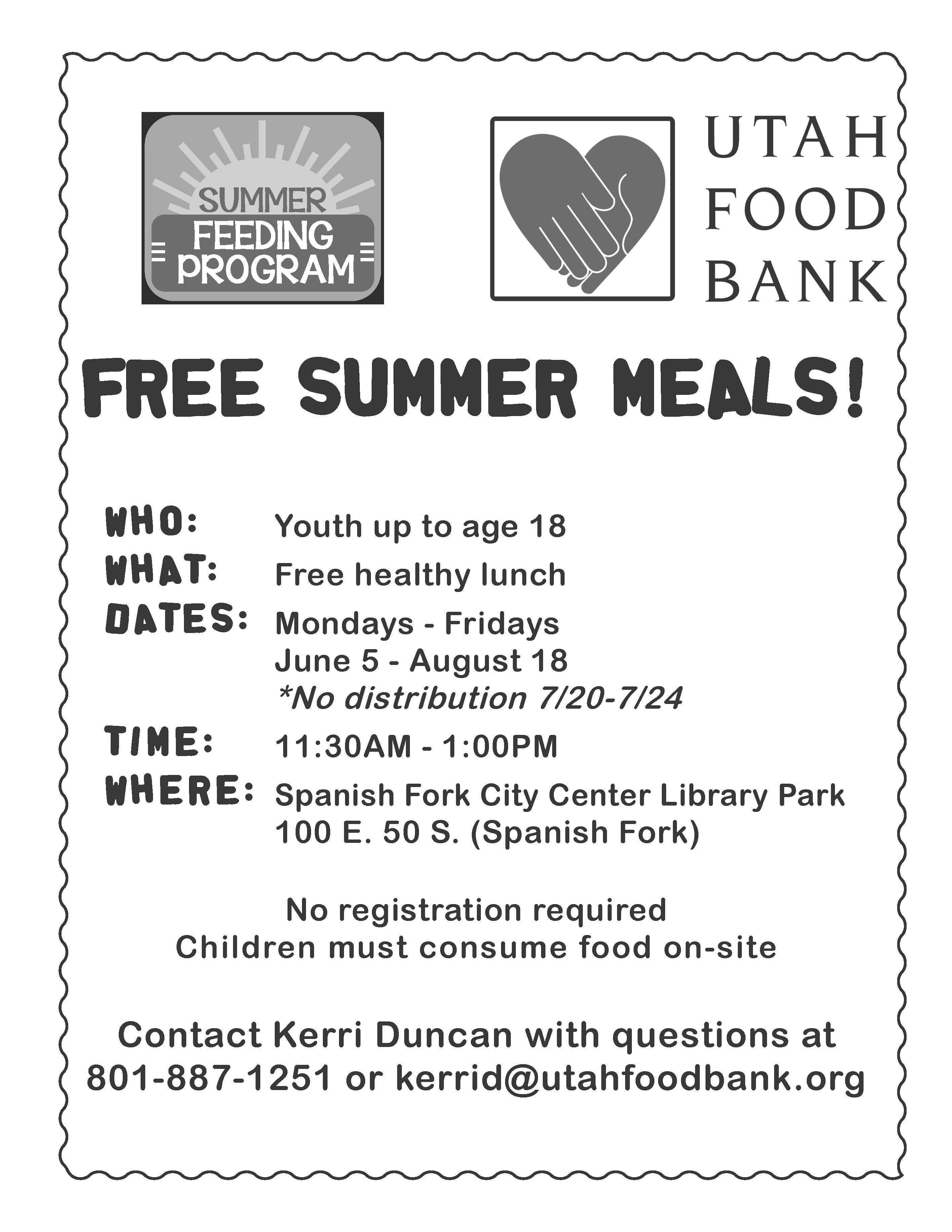 Summer Food Bank Lunches Spanish Fork Junior High School